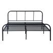 Queen Bed Base Frame Black Metal Platform Mattress Foundation with Storage Headboard Footboard 