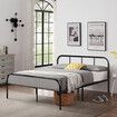 Double Bed Frame Base Black Metal Platform Mattress Foundation with Storage Headboard Footboard 