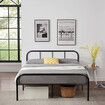 Double Bed Frame Base Black Metal Platform Mattress Foundation with Storage Headboard Footboard 