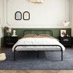 Double Bed Frame Base Black Metal Platform Mattress Foundation with Storage Headboard Footboard 