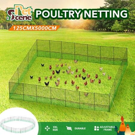 Chicken Coop Cage Pen Run Hen House Chook Fence Poultry Enclosure Mesh Net  Hutch Habitat Netting Yard Farm Fencing 3000x125CM