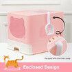 Cat Litter Box Kitty Toilet Training Enclosed Front Top Entry Lid Large Covered Hooded Kitten Potty Pan Furniture Scoop Foldable Pink