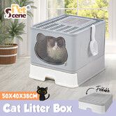 Cat Litter Box Tray Enclosed Kitty Toilet Training Front Top Entry Lid Large Covered Hooded Kitten Potty Pan Furniture Scoop Foldable