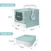 Cat Litter Box Enclosed Kitty Toilet Training Foldable Tray Top Entry Lid Front Exit Large Covered Hooded Potty Pan Furniture Scoop Green