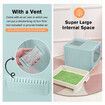 Cat Litter Box Enclosed Kitty Toilet Training Foldable Tray Top Entry Lid Front Exit Large Covered Hooded Potty Pan Furniture Scoop Green