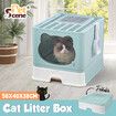 Cat Litter Box Enclosed Kitty Toilet Training Foldable Tray Top Entry Lid Front Exit Large Covered Hooded Potty Pan Furniture Scoop Green