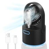 Desk Misting Fan Portable Table Fan with Water,3 Speed Strong Wind USB Rechargeable Cooling Mister Fan for Home Outdoor-Black