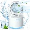 Desk Misting Fan Portable Table Fan with Water,3 Speed Strong Wind USB Rechargeable Cooling Mister Fan for Home Outdoor-White
