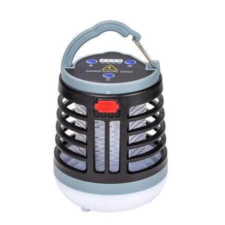 Bug Zapper USB Rechargeable Mosquito Killer Portable Waterproof LED Lantern Camp Light for Home Camping Backyard Patio-Black