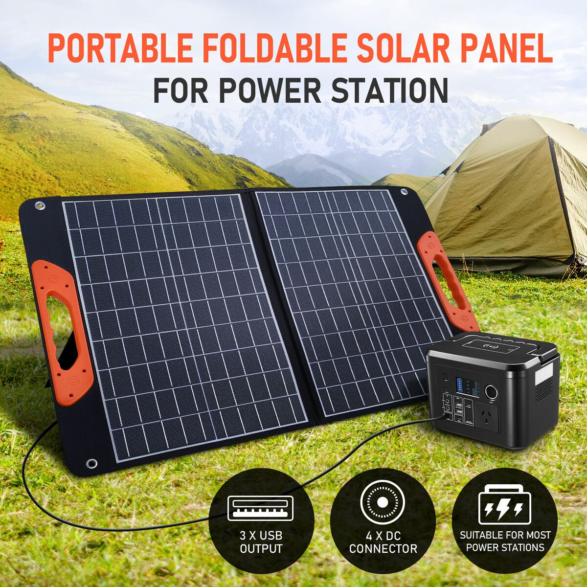 Portable Solar Panel Off Grid Charger Camping System Folding for Generator Homes Caravan RV Power Station Foldable USB DC Output 