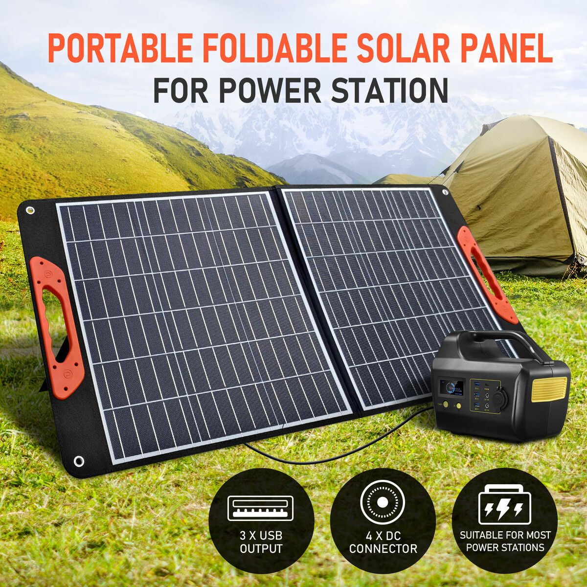 Portable Solar Panel Off Grid Camping Charger System Folding for Homes Generator Caravan RV Power Station Foldable USB DC Output