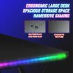 L Shaped Gaming Desk Computer Office Workstation Gamer Desktop 130cm Corner Carbon Fiber Writing Racer Table RGB LED Wireless Charger USB Port