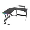 L Shaped Gaming Desk Computer Office Workstation Gamer Desktop 130cm Corner Carbon Fiber Writing Racer Table RGB LED Wireless Charger USB Port