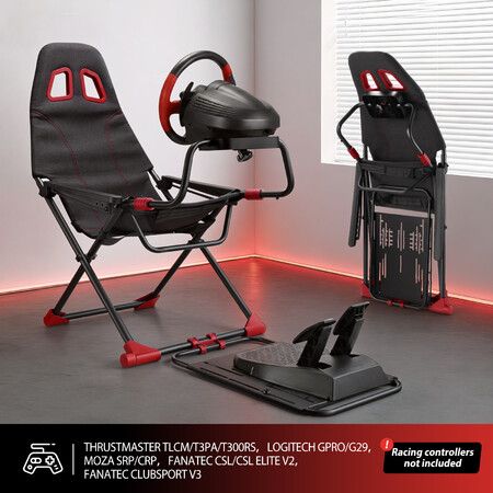 Racing Simulator Wheel Stand Sim Steering Gaming Cockpit Foldable Adjustable Seat Chair Logitech G29 GPRO Thrustmaster T300RS Fanatec MOZA PC Console