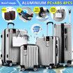 4 Piece Carry On Luggage Set Suitcases Hard Shell Traveller Bag Rolling Trolley Checked TSA Lock Front Hook Lightweight Silver