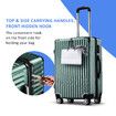 4 Piece Luggage Set Carry On Suitcase Traveller Bag Hard Shell Rolling Trolley Checked TSA Lock Front Hook Lightweight Dark Green