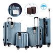 4 Piece Luggage Suitcase Set Carry On Traveller Bag Hard Shell Rolling Trolley Checked TSA Lock Front Hook Lightweight Ice Blue