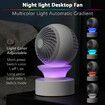 Desk Fan with Night Light Desktop Fan Rechargeable Battery Operated Table Fan for Room Bedroom Office(White)