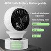 Desk Fan with Night Light Desktop Fan Rechargeable Battery Operated Table Fan for Room Bedroom Office(Black)