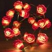 6M 40 LED Rose Lights Valentine Garland with Lights Battery Operated,  Red Rose Flower String Lights, Valentines Day Decorations