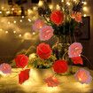 6M 40 LED Rose Lights Valentine Garland with Lights Battery Operated,  Red Rose Flower String Lights, Valentines Day Decorations