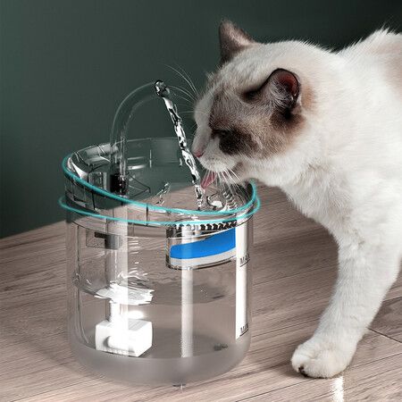 Cat Water Fountain, 1.5L Super Quiet Automatic Pet Drinking Fountain with Faucet Kit