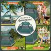 5 Man Beach Tent Shelter Camping Pop Up Instant Dome Family Shade Hiking Sun Rain Picnic Outdoor Waterproof 270x270x150cm Green