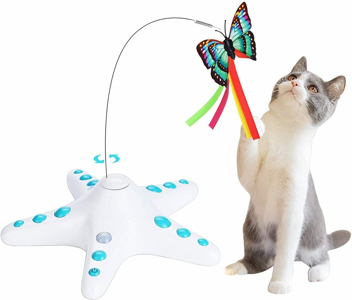 Interactive Cat Toy, 360 Degree Rotating Automatic Cat Toys with Sensor Switch