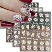 7pcs 5D Simple Flower Nail Decals Embossed Nail Art Supplies Elegant Wedding Design Adhesive Manicure