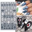7pcs 5D Simple Flower Nail Decals Embossed Nail Art Supplies Elegant Wedding Design Adhesive Manicure