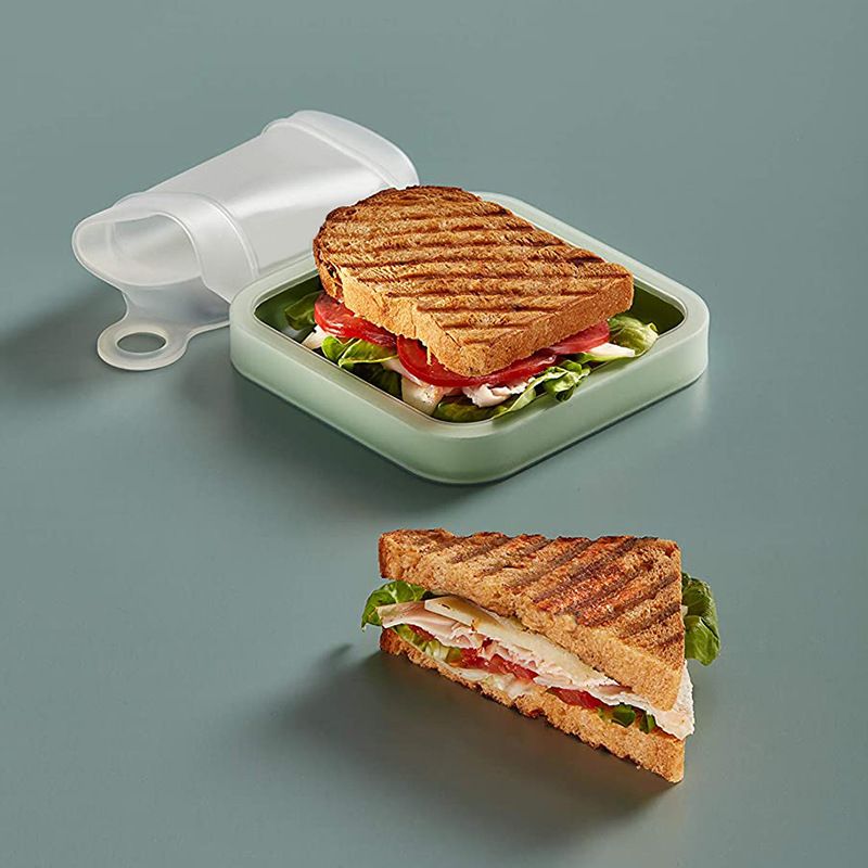 2pcs Toast Container Sandwich Case Toast Case Silicone Lunch Box Sealed bread Lunch Bo for Picnic  School, Office