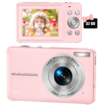 Digital Camera,FHD 1080P Digital Camera for Kids Video Camera with 16X Digital Zoom,Compact Point and Shoot Camera Portable Small Camera for Teens Students Boys Girls Seniors (Pink)