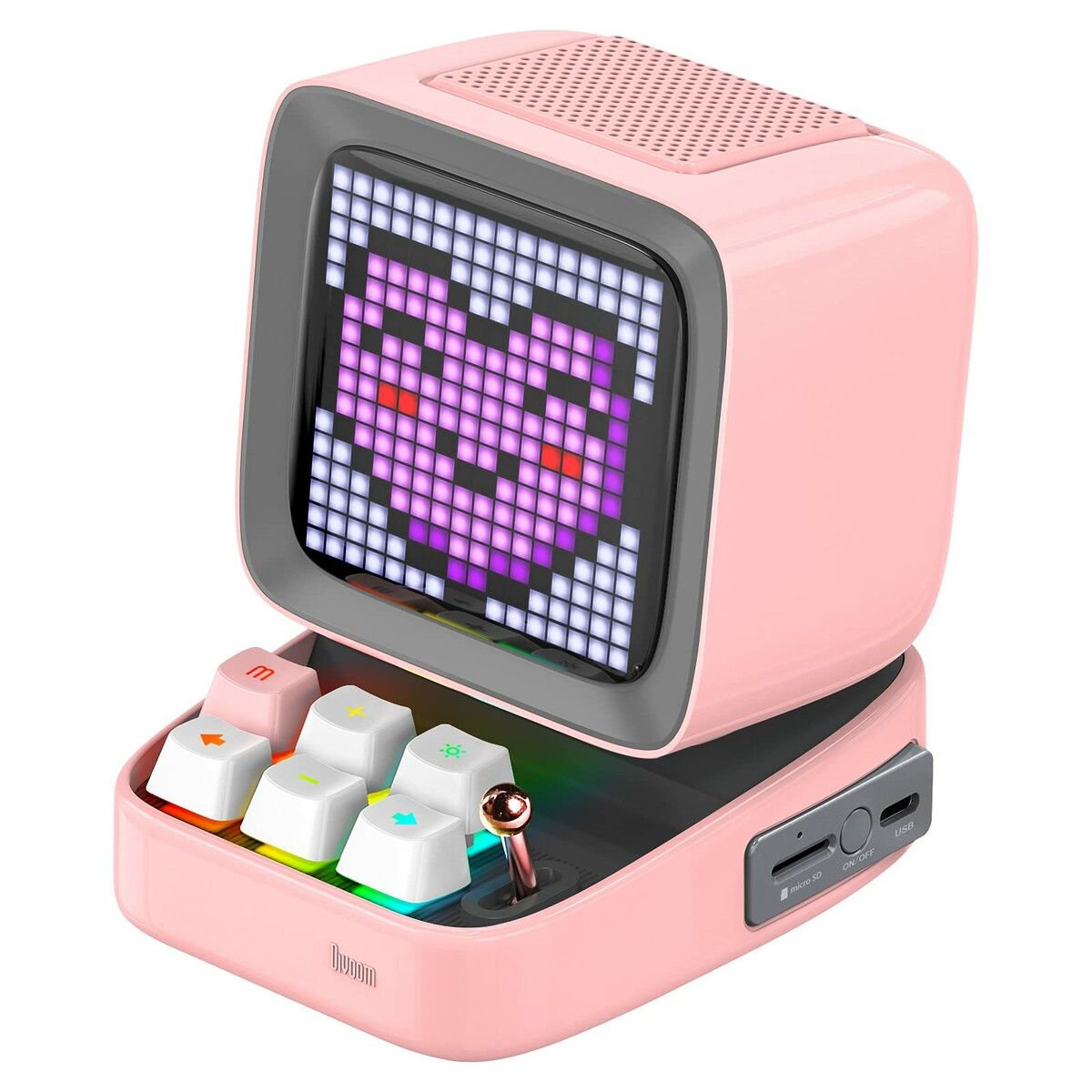 Divoom Ditoo Retro Pixel Art Game Bluetooth Speaker with 16X16 LED App Controlled Front Screen (Pink)