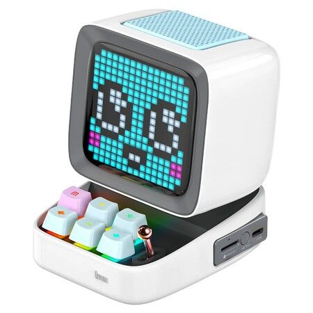 Divoom Ditoo Retro Pixel Art Game Bluetooth Speaker with 16X16 LED App Controlled Front Screen (White)