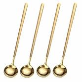 4 PCS 6.7 Inches Coffee Spoons,Stirring Spoons,Tea Spoons Long Handle,Gold Teaspoons,Gold Spoons,Ice Tea Spoons,Long Spoons for Stirring,Gold Espresso Spoons Stainless Steel