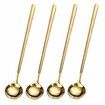 4 PCS 6.7 Inches Coffee Spoons,Stirring Spoons,Tea Spoons Long Handle,Gold Teaspoons,Gold Spoons,Ice Tea Spoons,Long Spoons for Stirring,Gold Espresso Spoons Stainless Steel