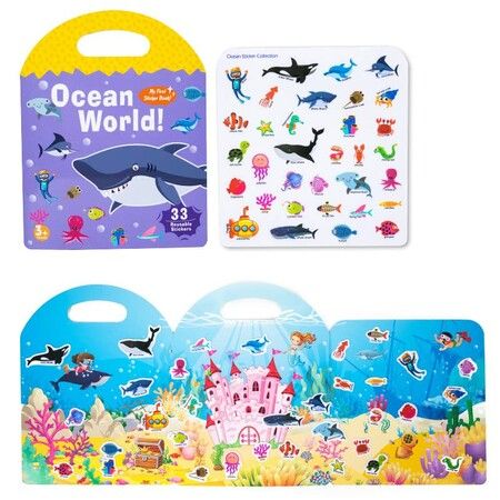Jelly Sticker Book, Quiet Busy Book for Kids, Reusable Stickers for Toddlers ,Christmas&Brithday Gift for Kids Ocean
