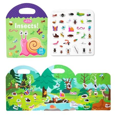 Jelly Sticker Book, Quiet Busy Book for Kids, Reusable Stickers for Toddlers ,Christmas&Brithday Gift for Kids Insects