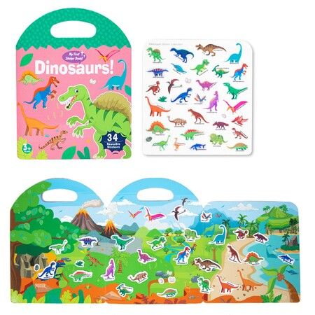 Jelly Sticker Book, Quiet Busy Book for Kids, Reusable Stickers for Toddlers ,Christmas&Brithday Gift for Kids Dinosaurs
