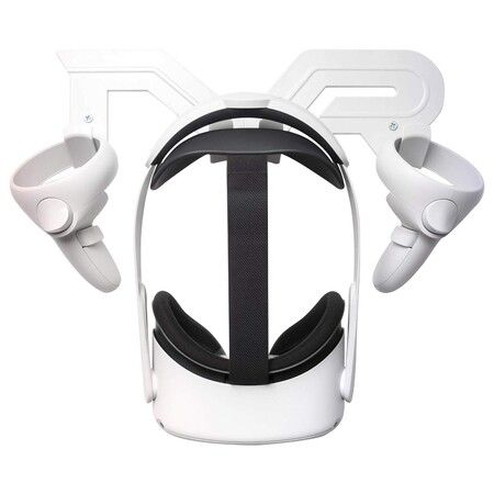 VR Headset and Controller Wall Mount Storage Stand Hook Compatible for Meta/Oculus Quest 2 Quest Reverb G2 HTC Vive Elite(White)