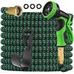 100ft Expandable Garden Hose with 10 Functions Nozzle and 3-Layers Latex Water Hose Leakproof Retractable Garden hose with Solid Fittings (Green)