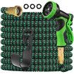 25ft Expandable Garden Hose with 10 Functions Nozzle and 3-Layers Latex Water Hose Leakproof Retractable Garden hose with Solid Fittings (Green)