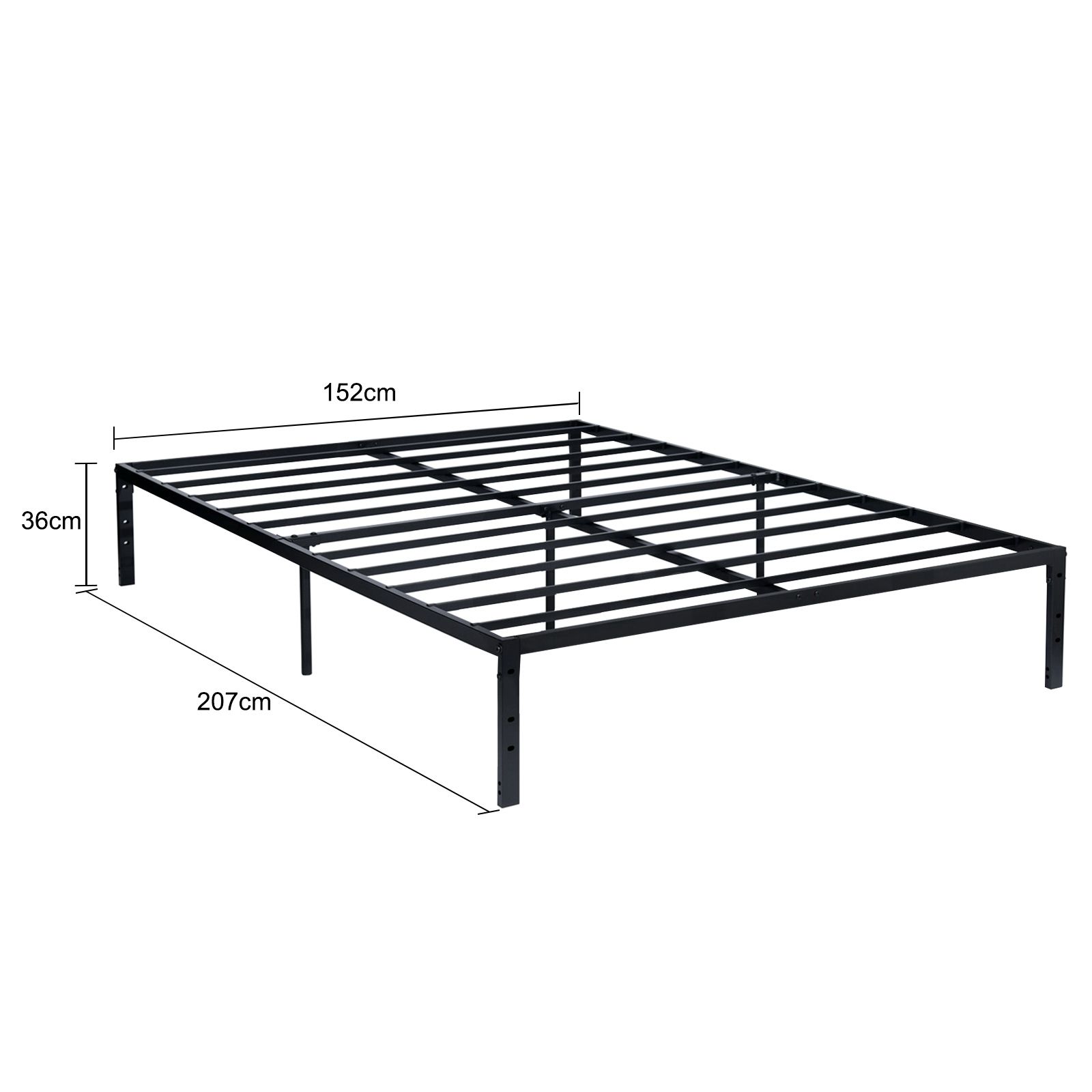 Queen Size Bed Frame Base Platform Black Metal Mattress Foundation with