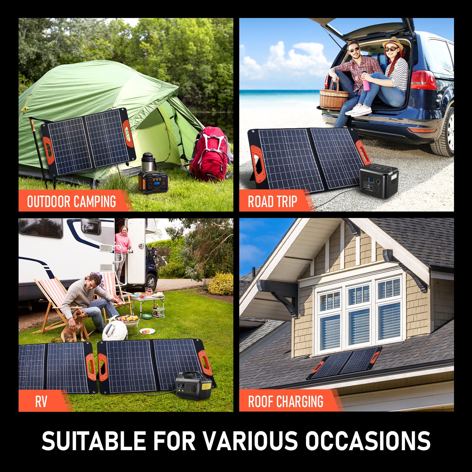 Portable Solar Panel Off Grid Charger Camping System Folding for