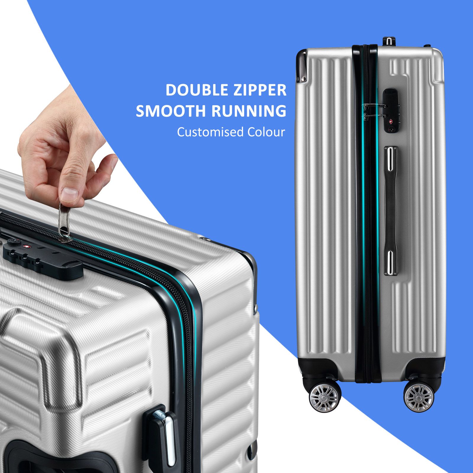 4 Piece Carry On Luggage Set Suitcases Hard Shell Traveller Bag Rolling