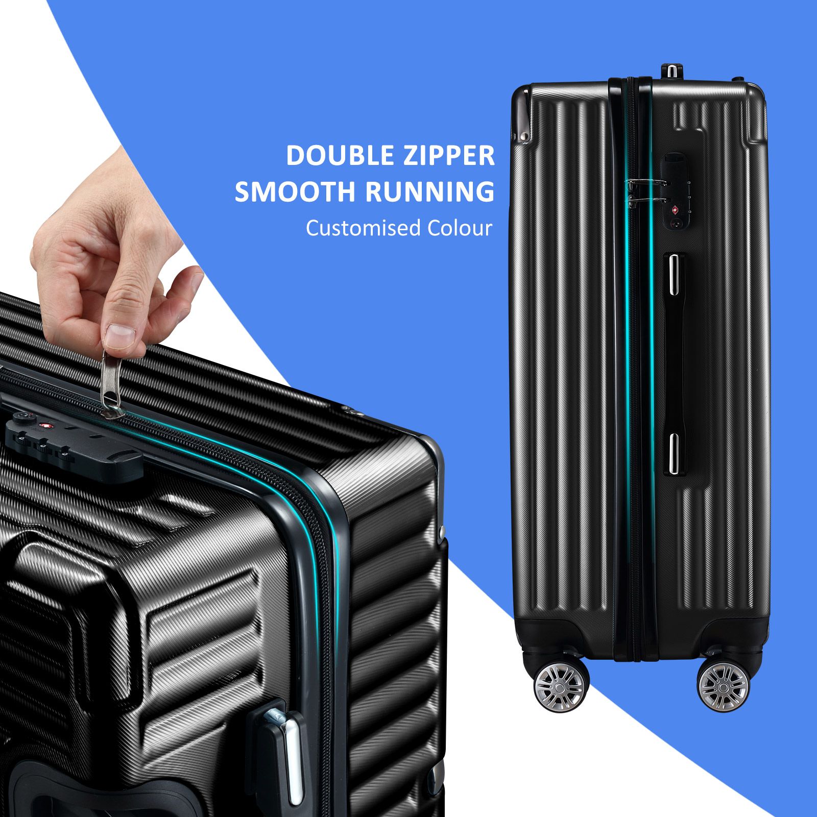 4 Piece Luggage Set Carry On Traveller Suitcases Hard Shell Rolling