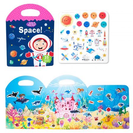 Jelly Sticker Book, Quiet Busy Book for Kids, Reusable Stickers for Toddlers ,Christmas&Brithday Gift for Kids Space