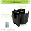 Stroller Cup Holder with Phone Holder,Bike Cup Holder,2-in-1 Universal Cup Phone Holder for Stroller,Bike,Wheelchair,Walker,Scooter (Black)