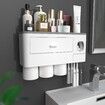 Toothbrush Holders for Bathrooms,3 Cups Toothbrush Holder Wall Mounted with Toothpaste Dispenser,Large Capacity Tray,Cosmetic Drawer and 6 Brush Slots with Cover Tooth Brush Holder