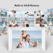 10.1 Inch WiFi Digital Picture Frame,IPS Touch Screen Smart Cloud Photo Frame with 16GB Storage,Easy Setup to Share Photos or Videos via Frameo APP,Auto-Rotate,Wall Mountable (White)